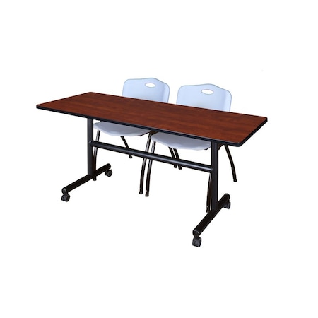 Kobe FlipTop Table, 60" W, 29" H, Laminate Top, Cherry MKFT6024CH47GY